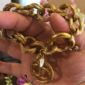 Rare vintage 93p Chanel xlarge logo charm bracelet